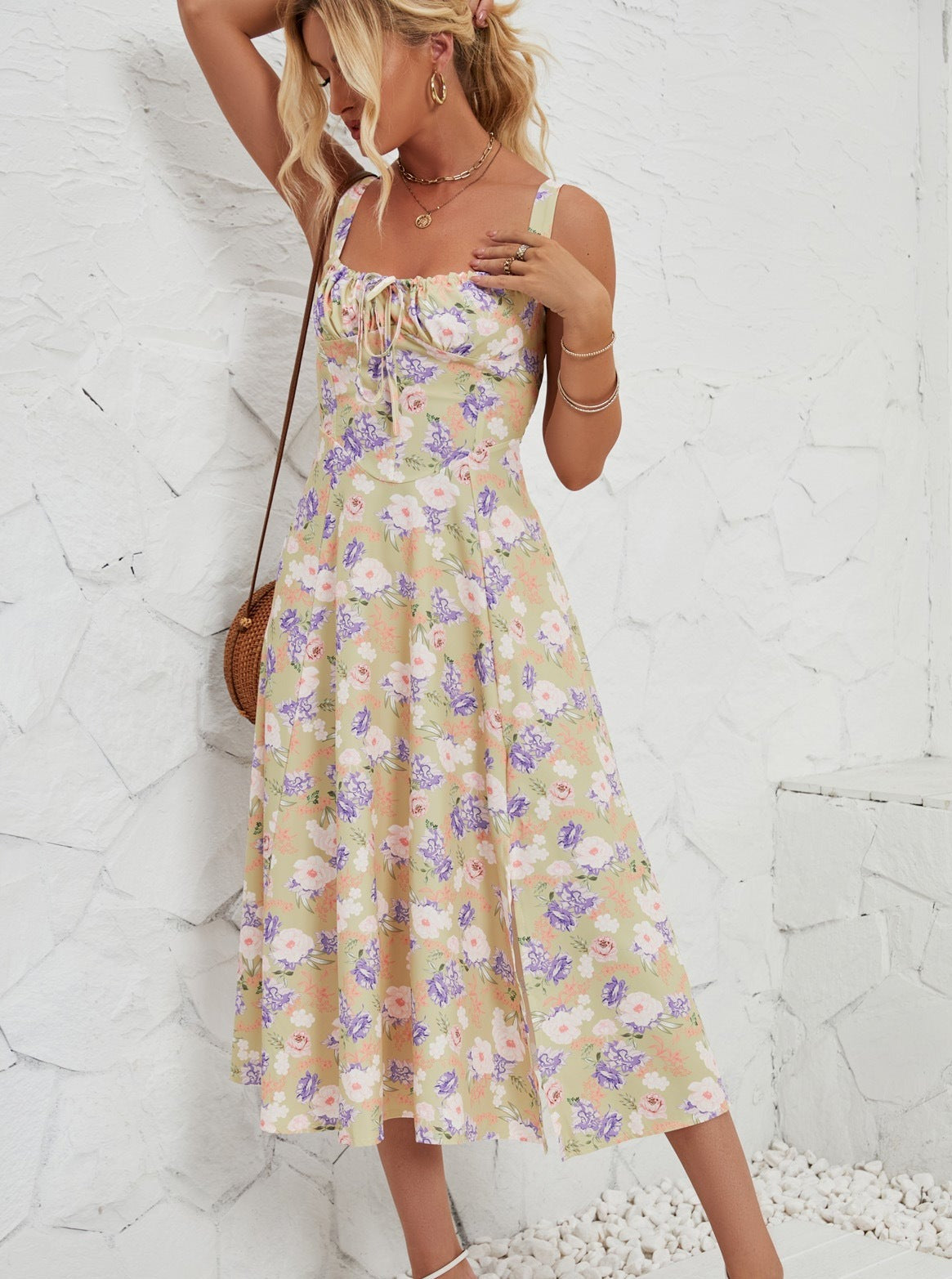 Floral Printed Sleeveless Sun Dress