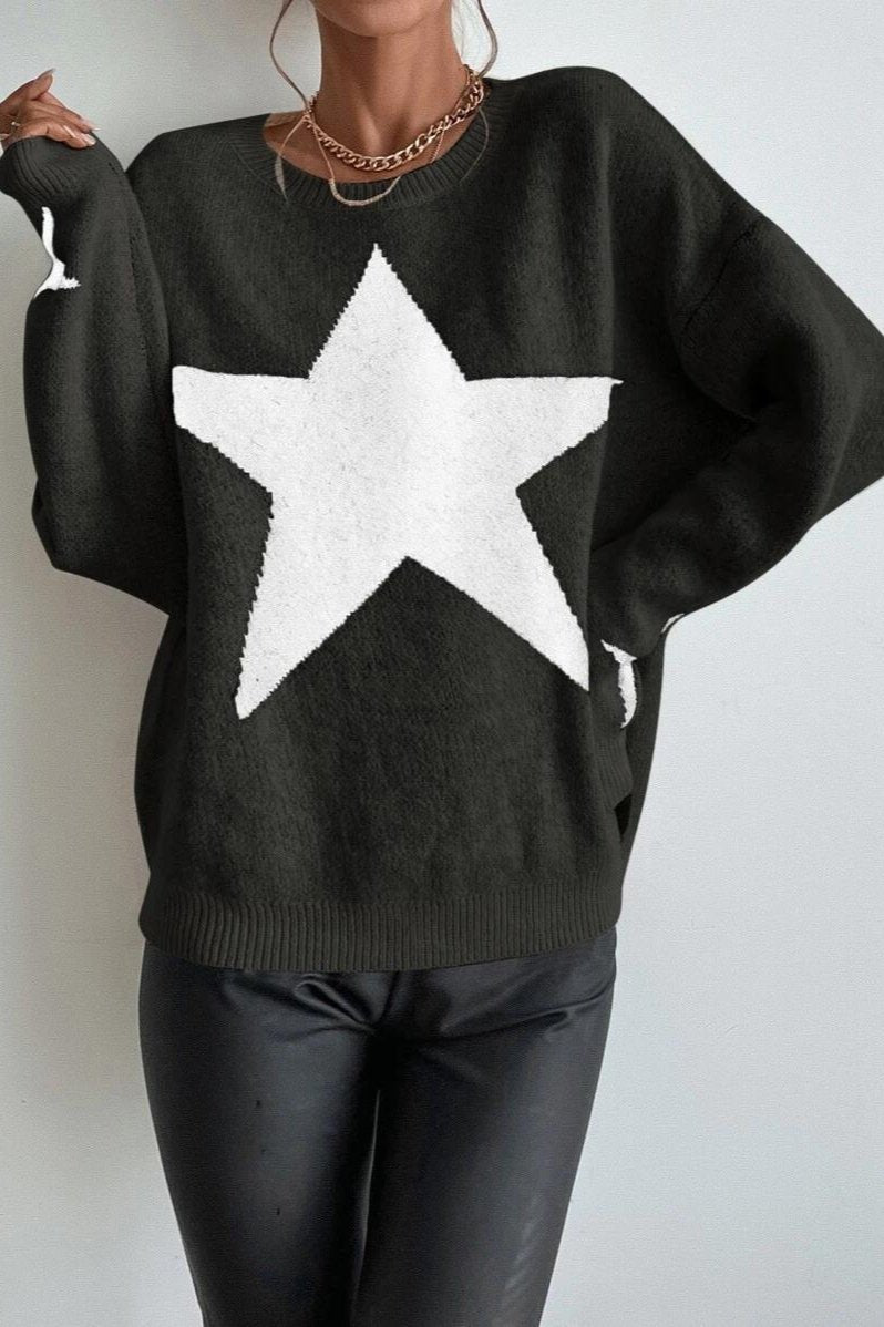 Long Sleeve Star Print Sweater