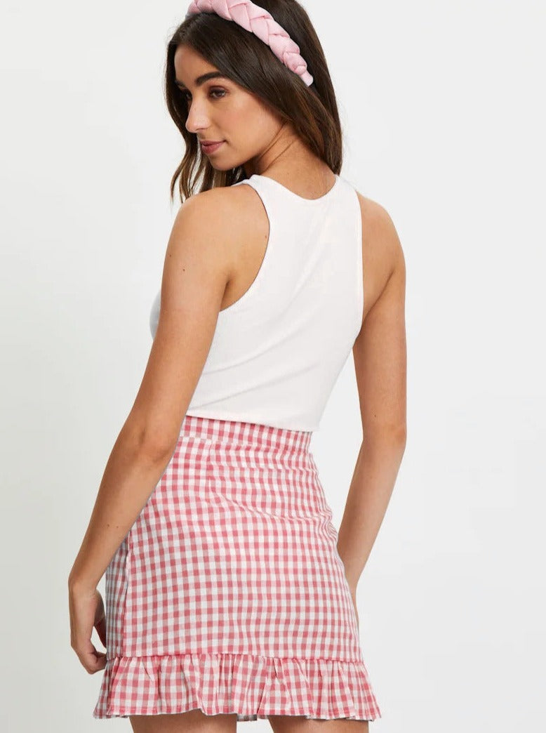 Plaid Ruffle Short High Waist Skirt