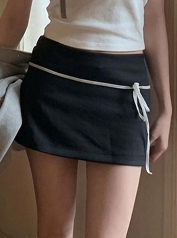 Playful Cute Drawstring Mini Skirt