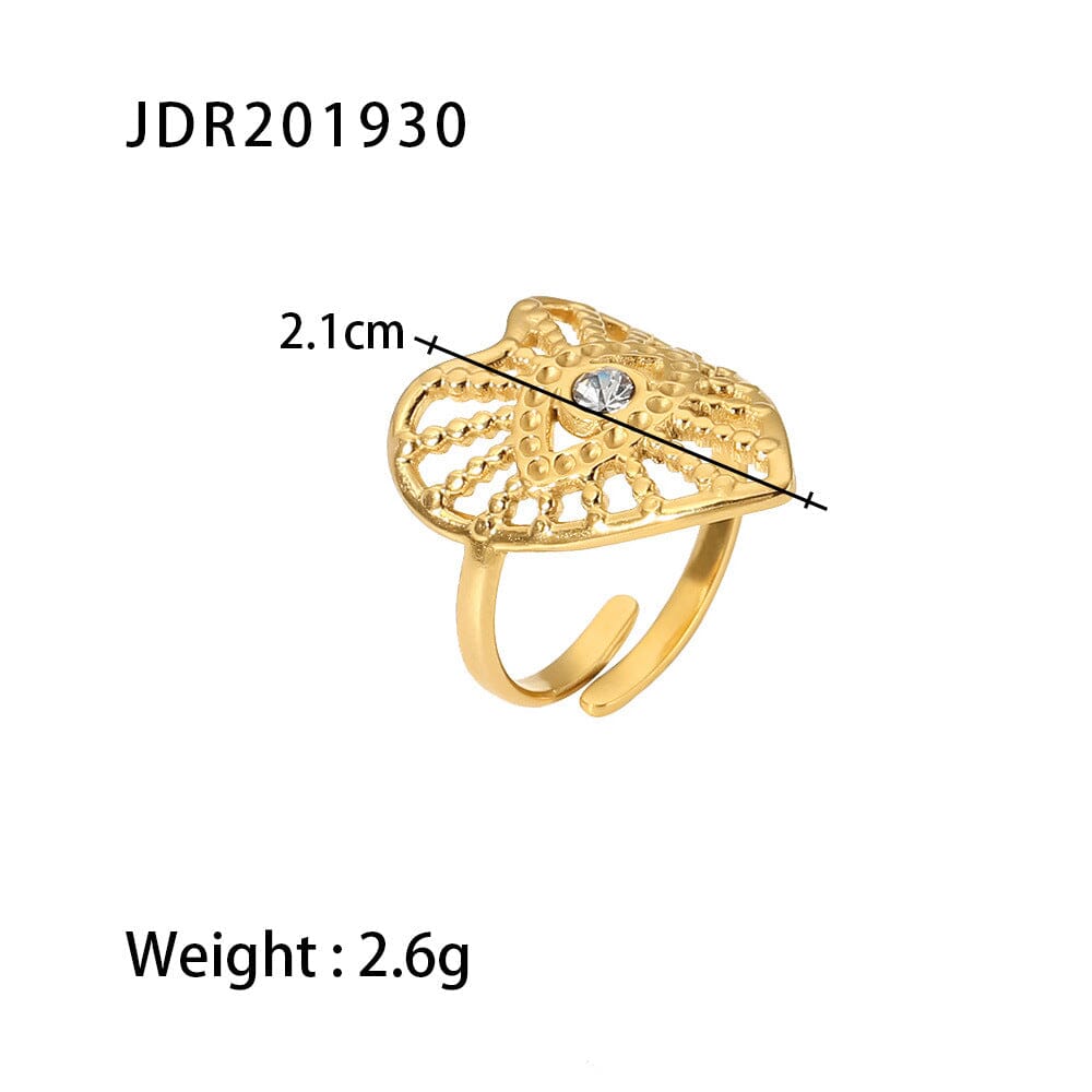 18K gold-plated Malachite titanium steel ring PinchBox JDR201930 