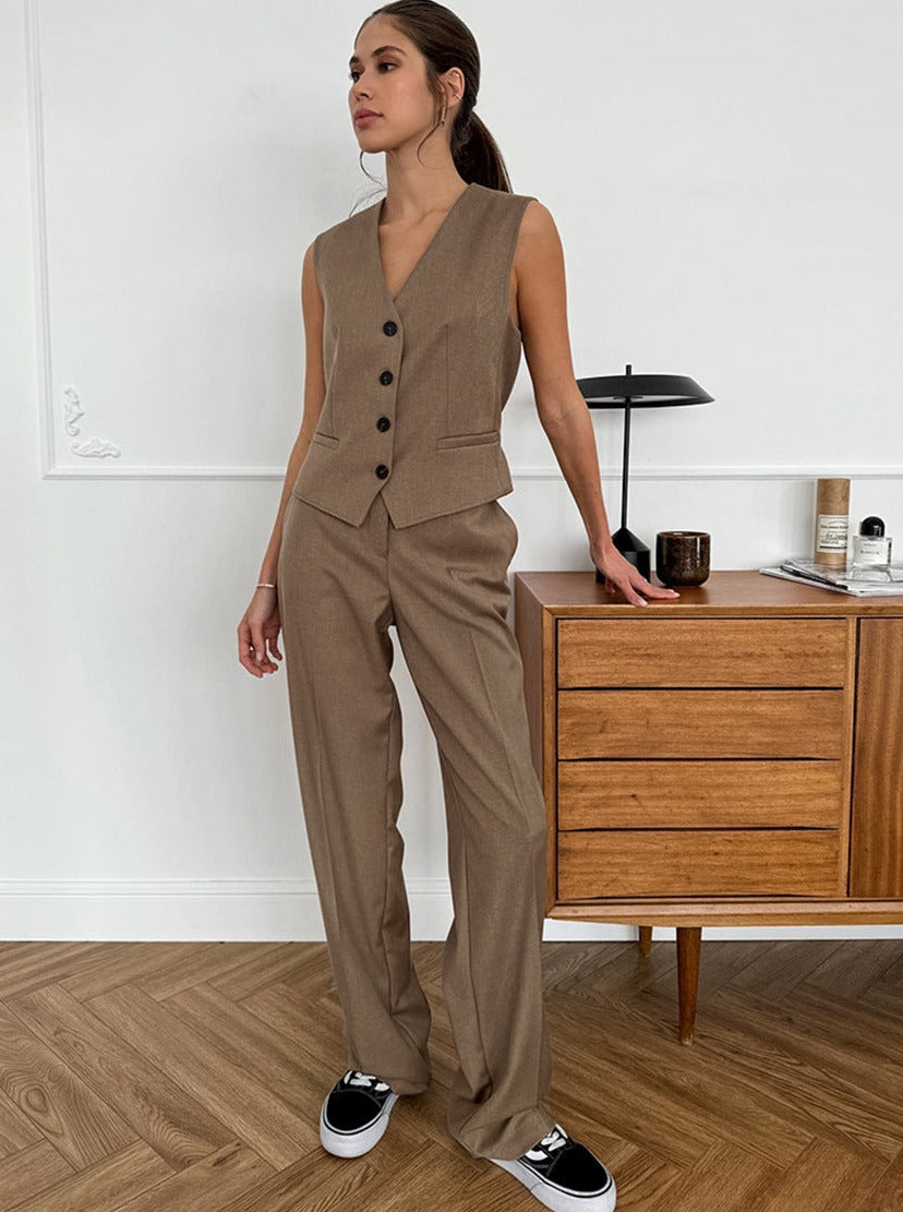 Elegant Style Vest and Pants Casual Set Suit