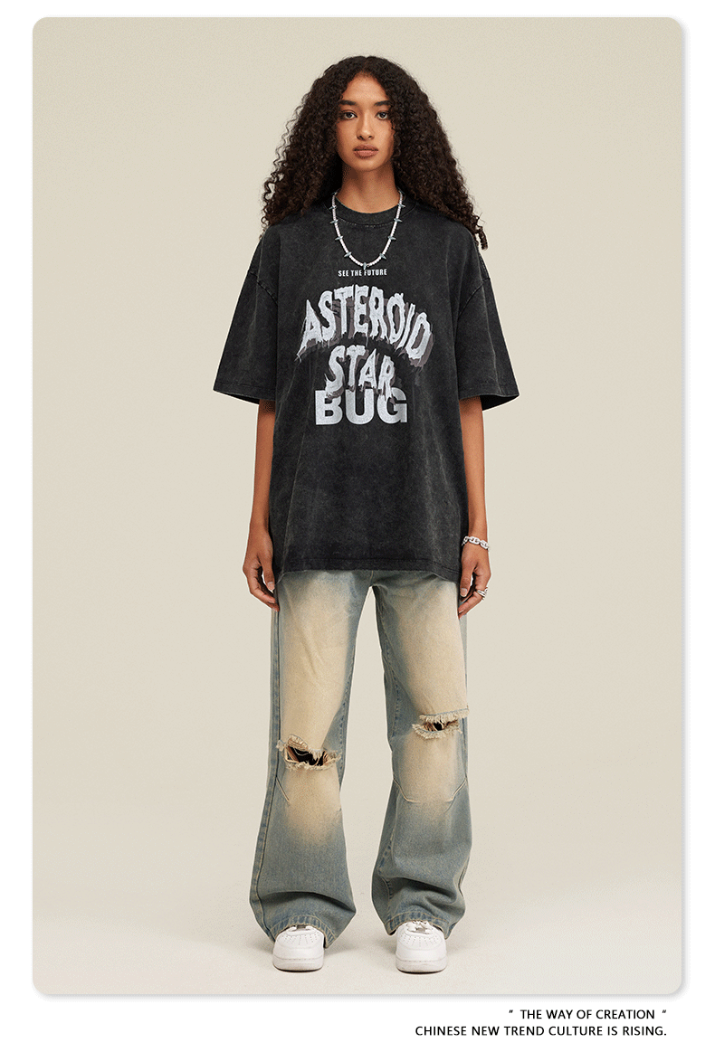 Black Casual Asteroid Letter Printed Shirt