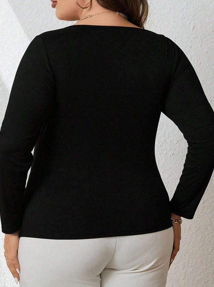 Simple Slim Temperament Sexy Hollow Long-Sleeved Top