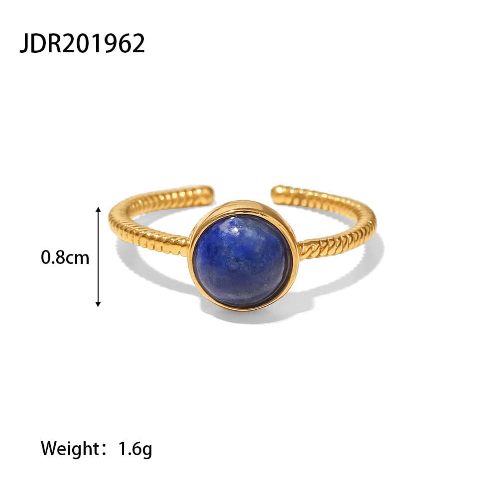 18K gold-plated Malachite titanium steel ring PinchBox JDR201962 