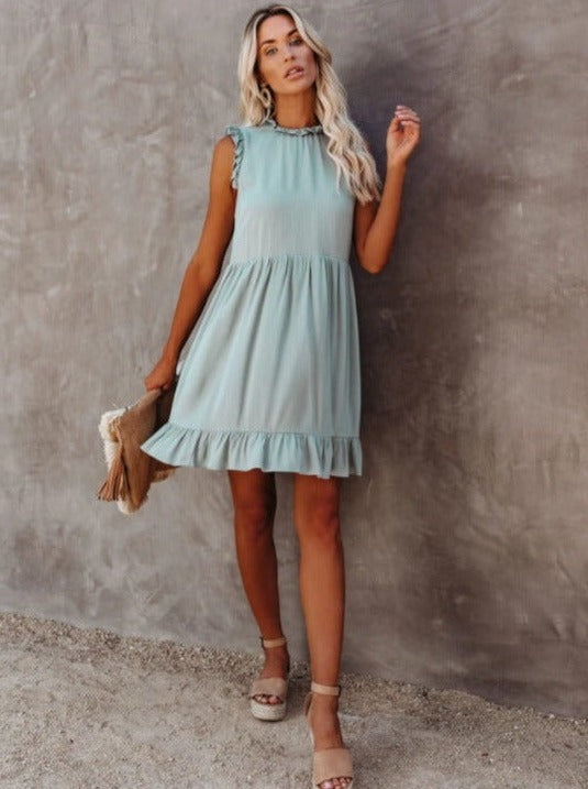 Solid Color Sleeveless Loose Dress