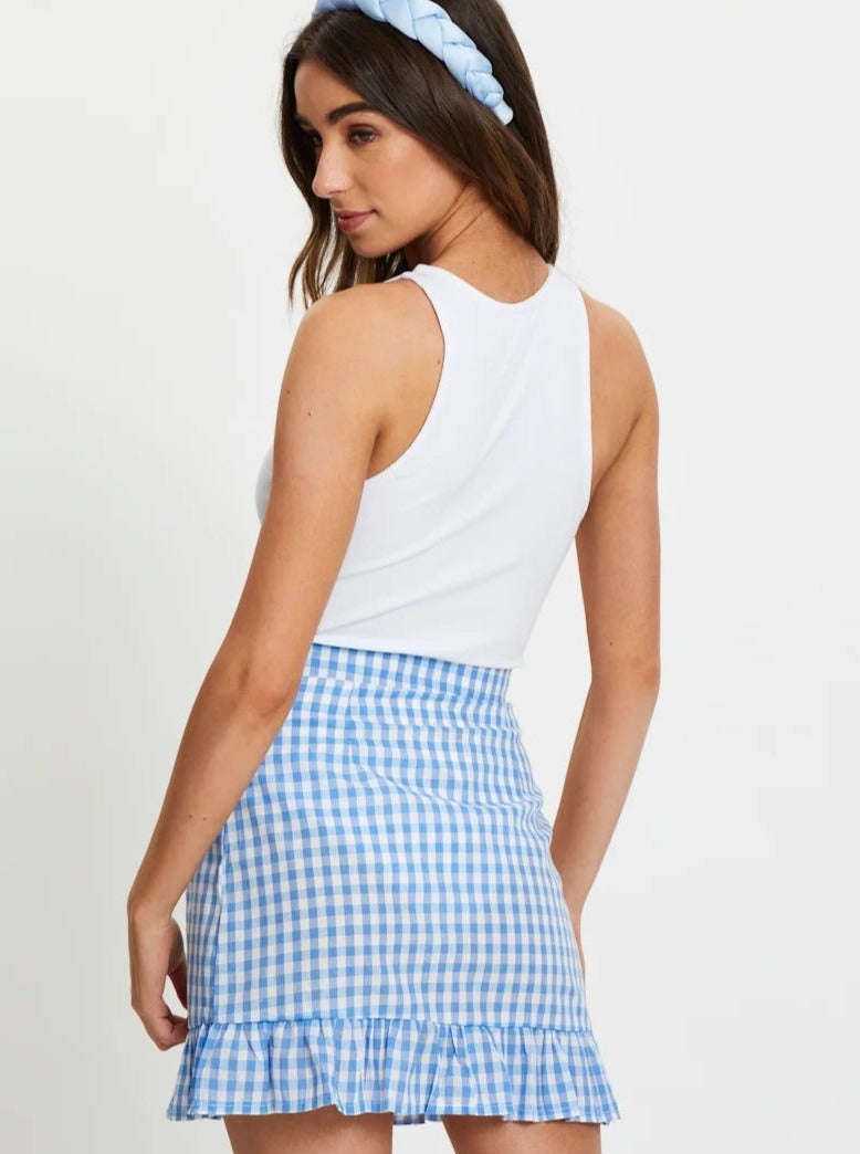 Plaid Ruffle Short High Waist Skirt