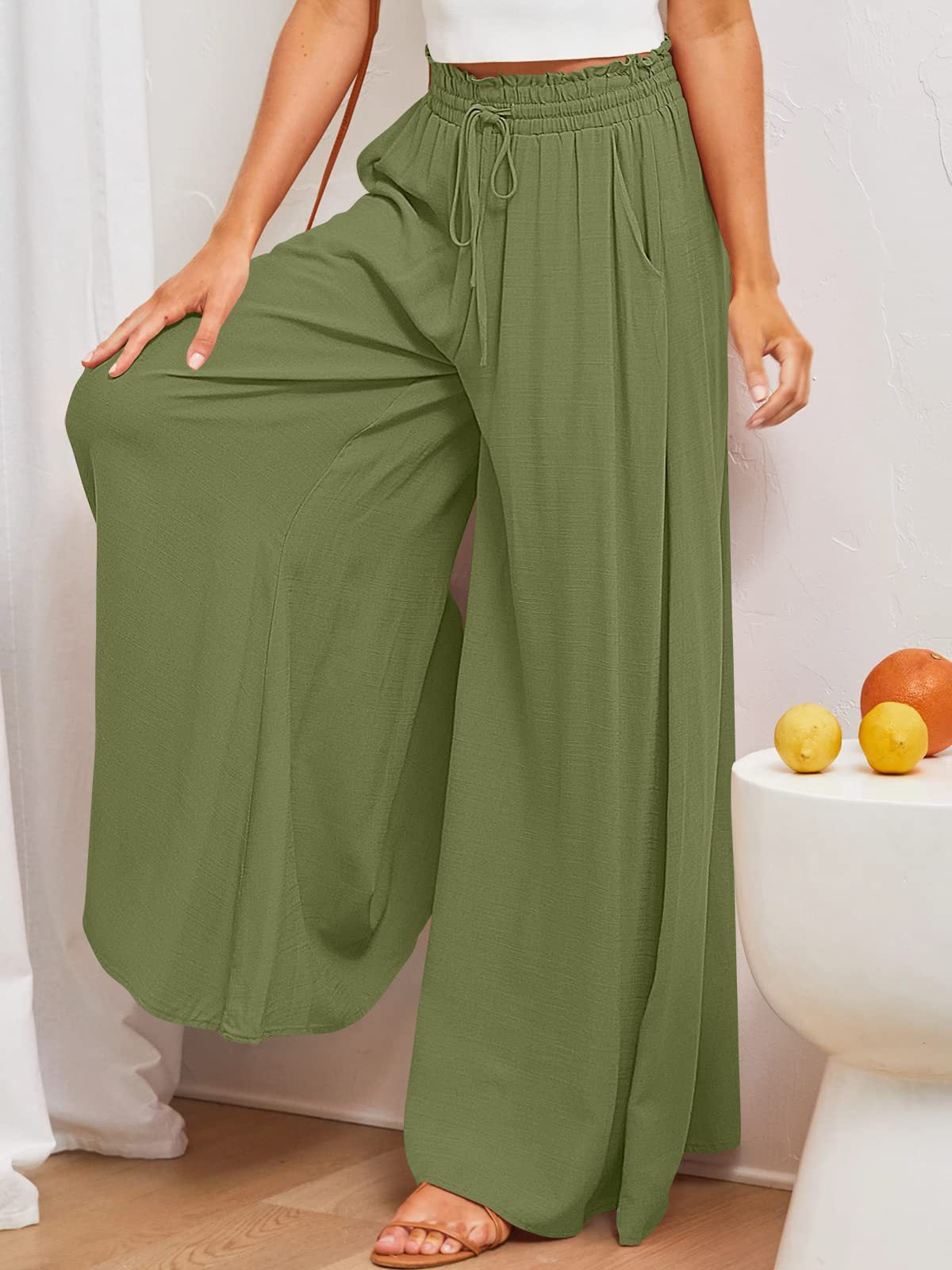 Green Loose Casual Fashion Trousers