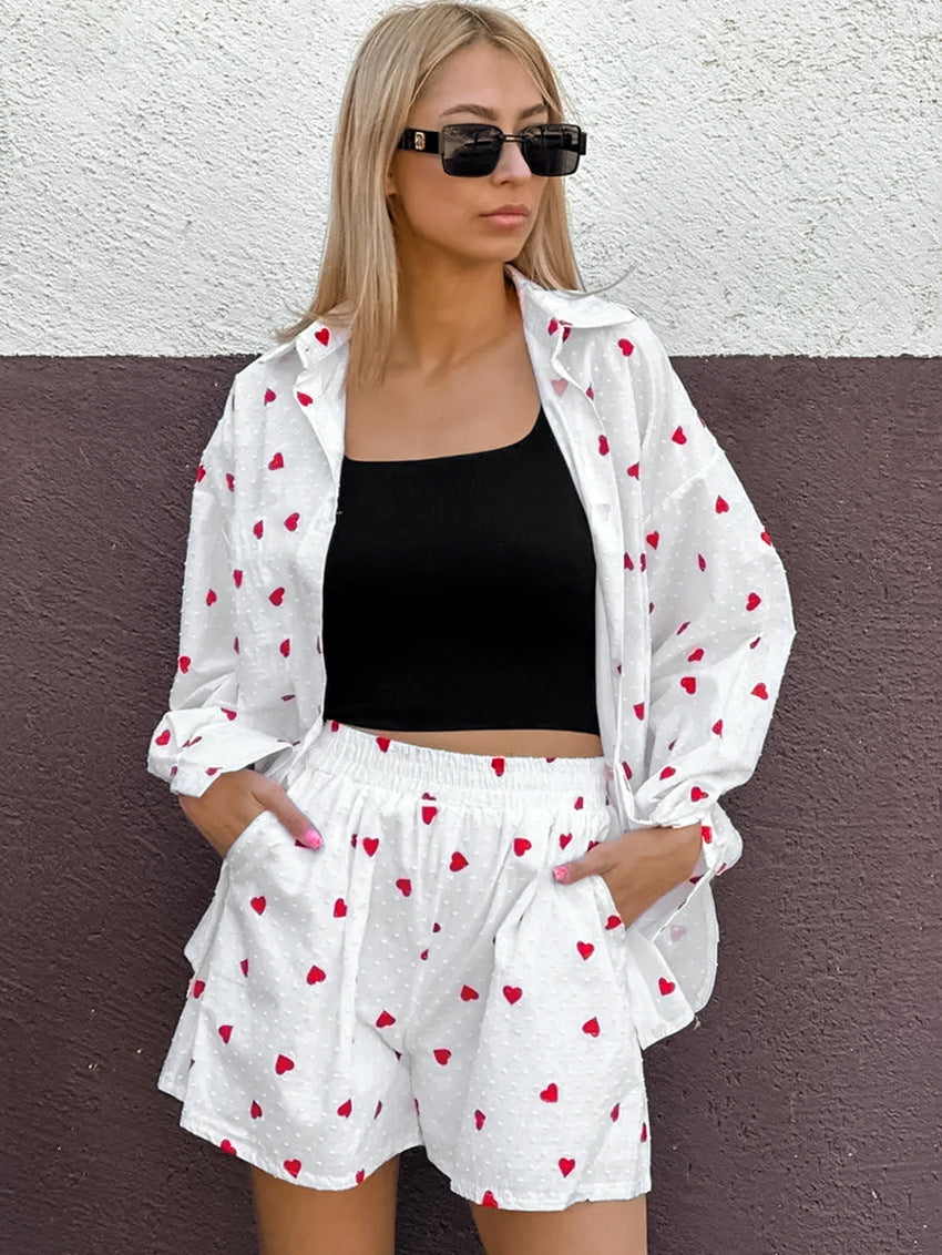 Women's Casual Loose High Waist Printed Suit