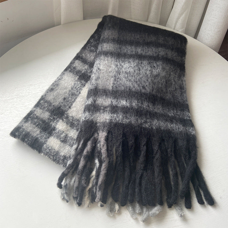 Casual Chic Long Plaid Tassel Scarf