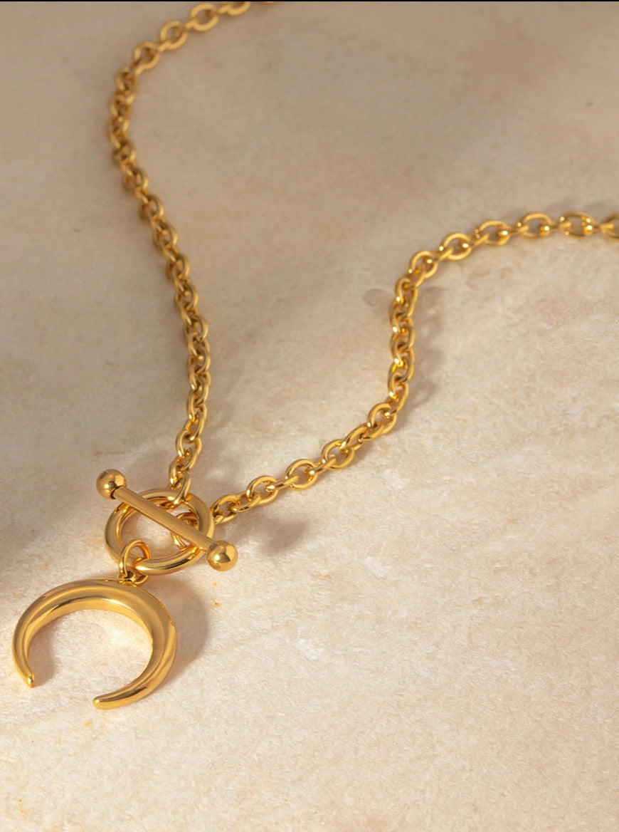 18K Gold Plated Moon Pendant Necklace