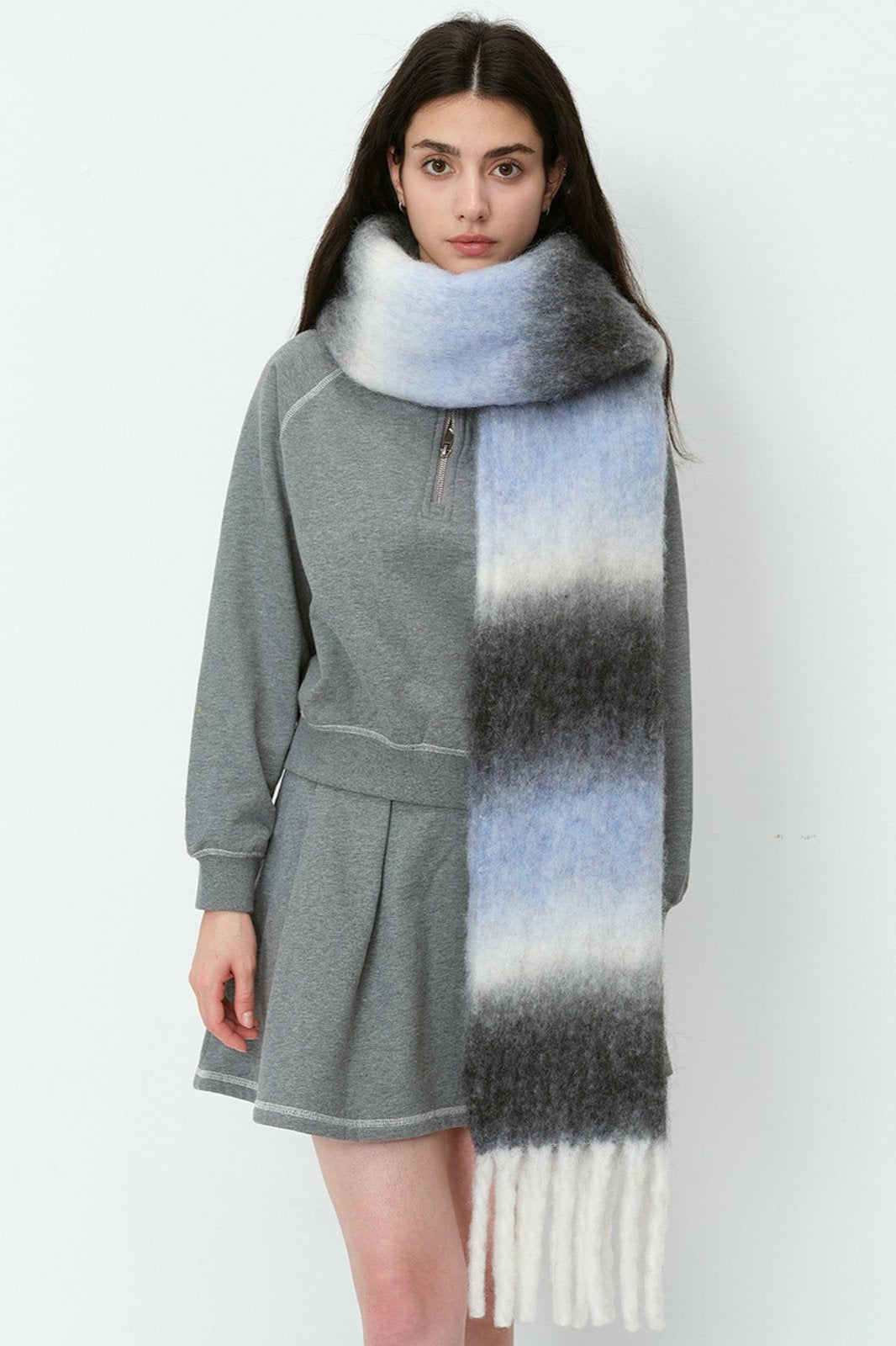 Thick Gradient Stripe Wool Neck Scarf