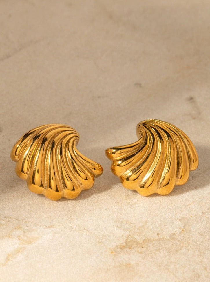 18K Gold Stainless Steel Shell-Shaped Earrings