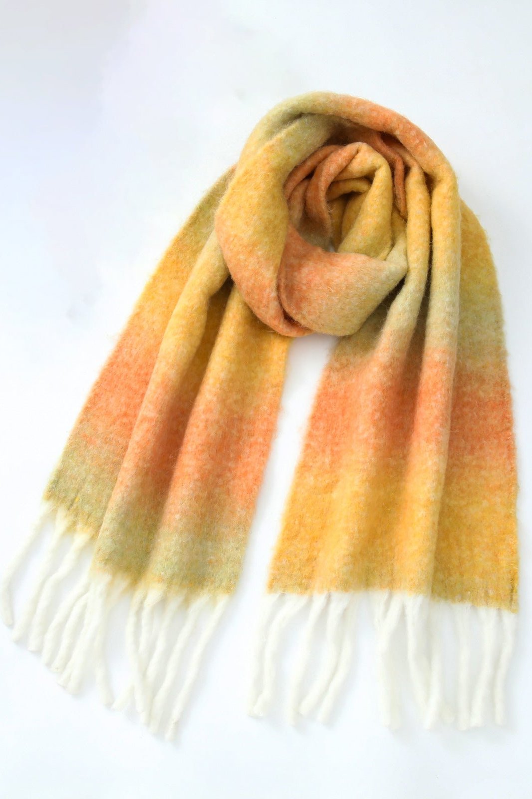 Thick Gradient Stripe Wool Neck Scarf