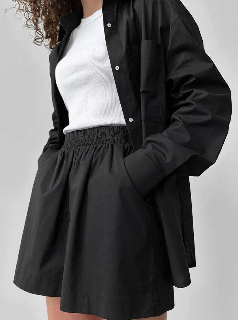 Comfortable Versatile Solid Color Long-Sleeved Two-Piece Casual Suit