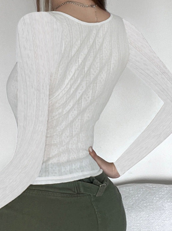 Elegant Knitwear Long Sleeve Slim Shirt