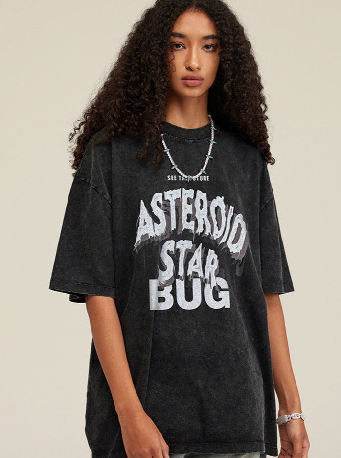 Black Casual Asteroid Letter Printed Shirt