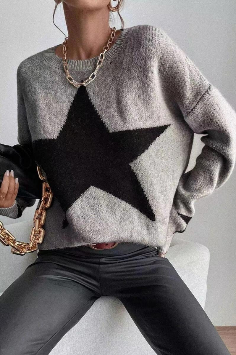 Long Sleeve Star Print Sweater