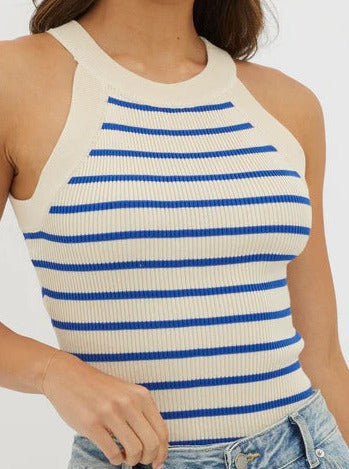 Sleeveless Striped Knitted Shirt