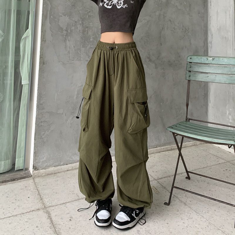 Casual Oversize Solid Low Waist Pants Drawstring Wide Leg Baggy Sweatpants