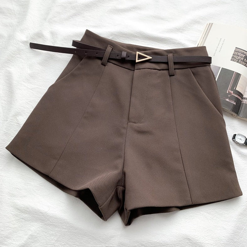 Casual High Waist A-Line Chic Shorts With Belt