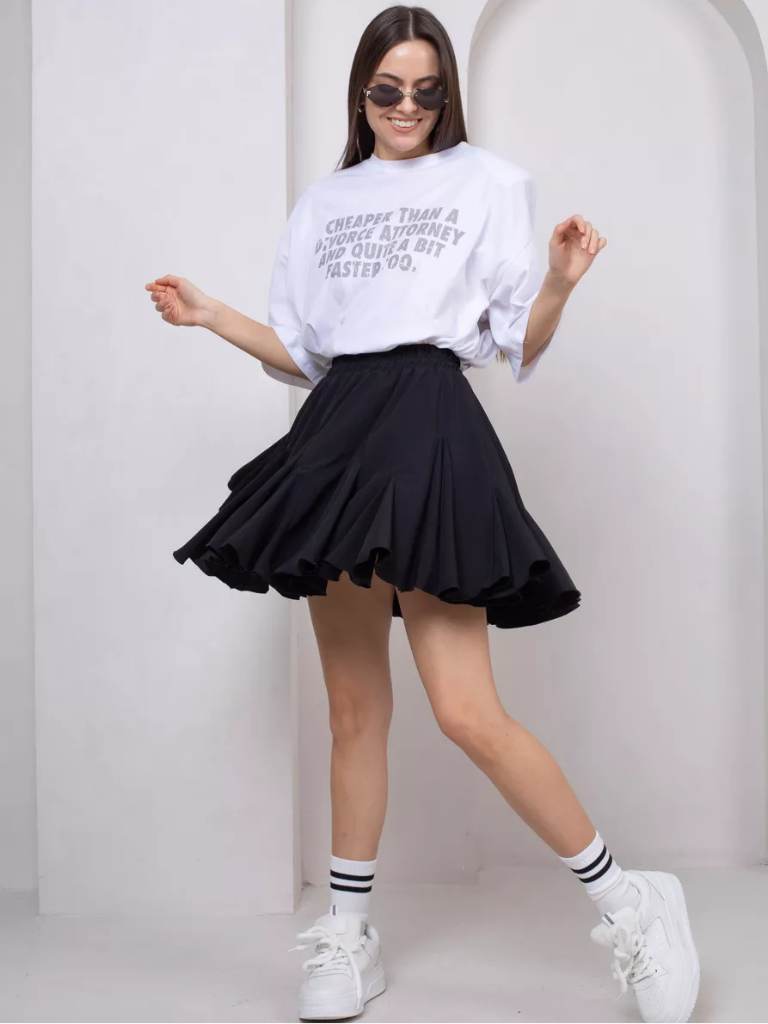 Sweet Classy Flared High Waist Ruffle Mini Skirt