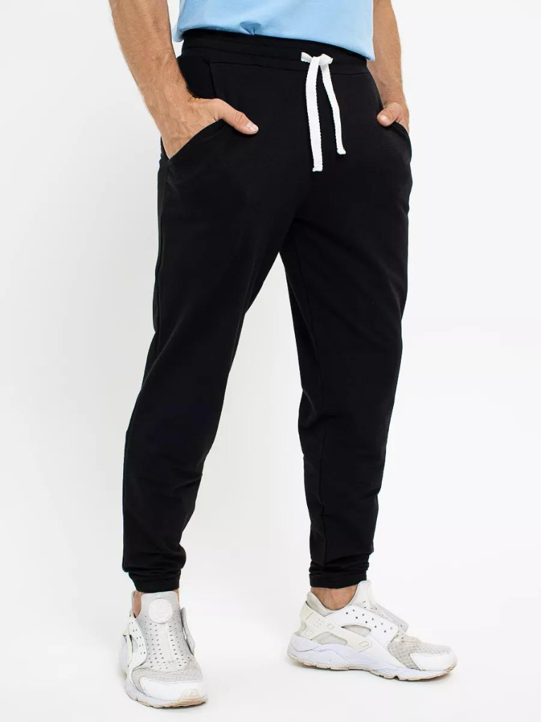 Casual Black Sporty Drawstring Trousers