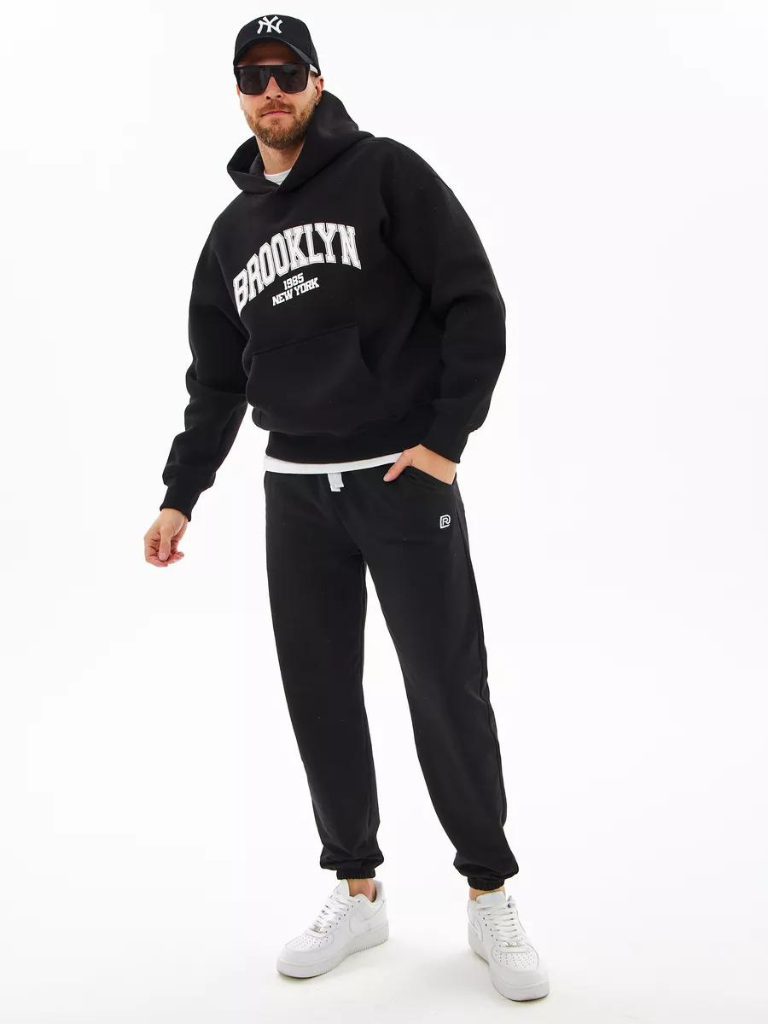 Casual Black Sporty Drawstring Trousers