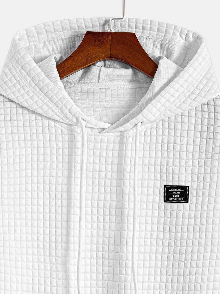 Waffle Knitted Arc Hem Hooded Shirt