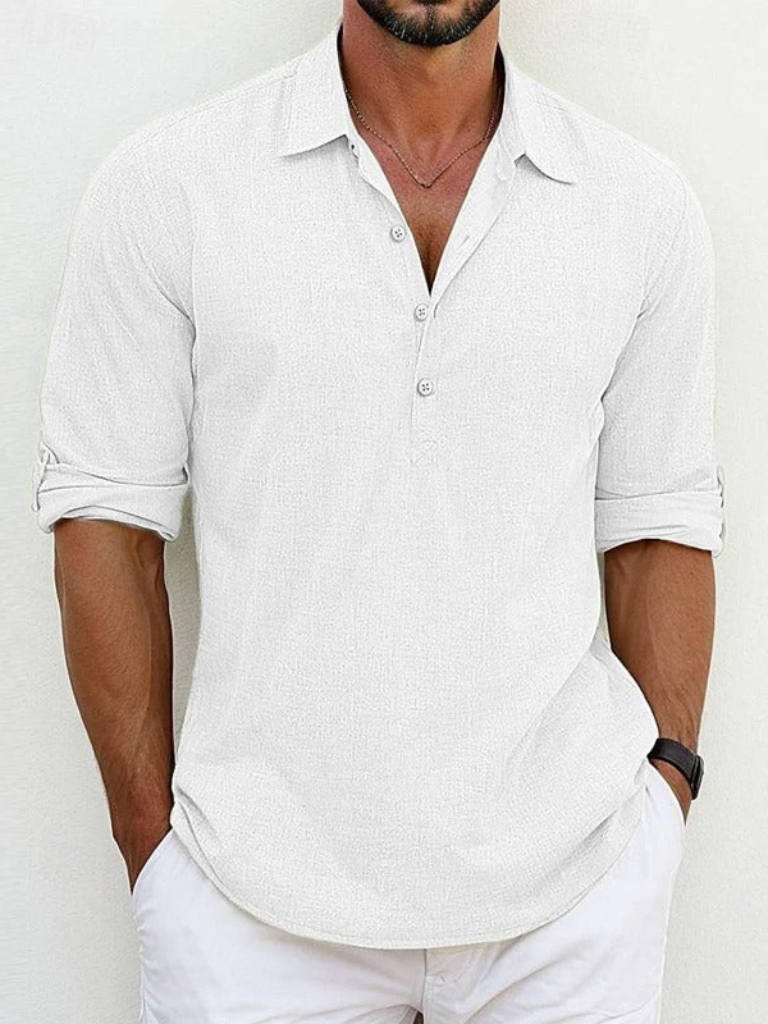 Men's Summer Lapel Long Sleeve Casual Shirt