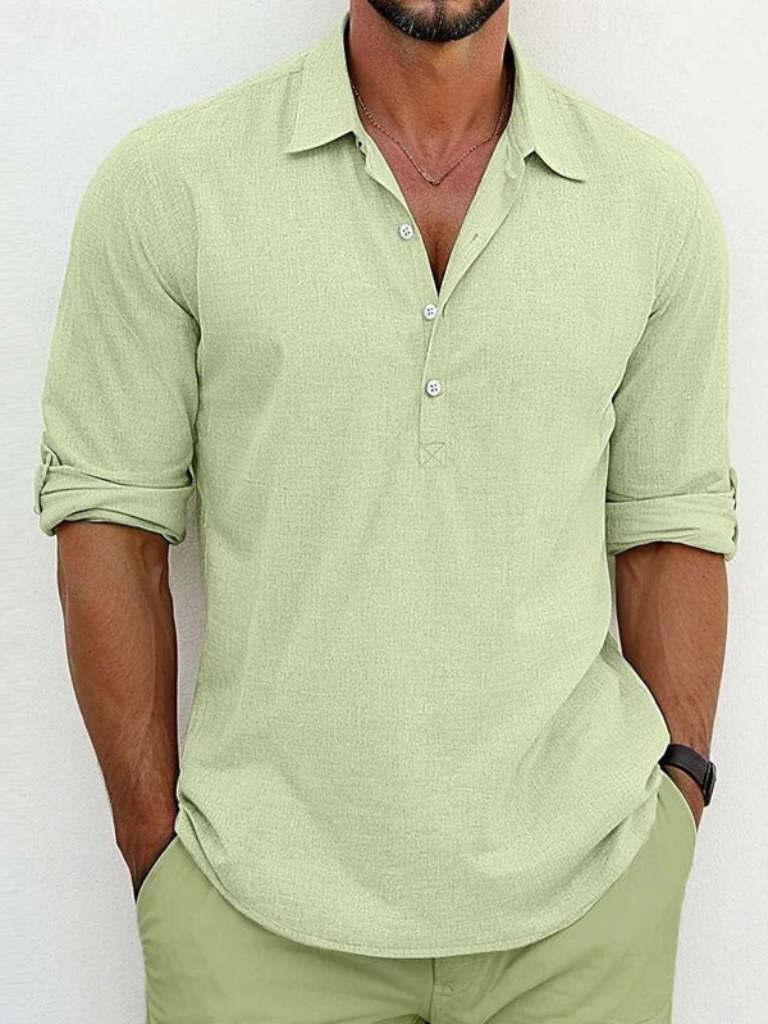 Men's Summer Lapel Long Sleeve Casual Shirt