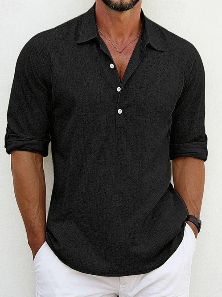 Men's Summer Lapel Long Sleeve Casual Shirt