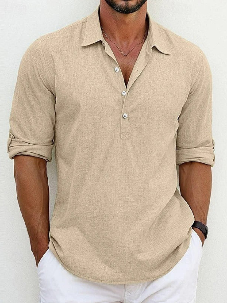 Men's Summer Lapel Long Sleeve Casual Shirt