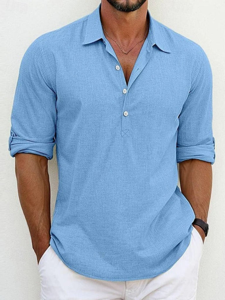 Men's Summer Lapel Long Sleeve Casual Shirt