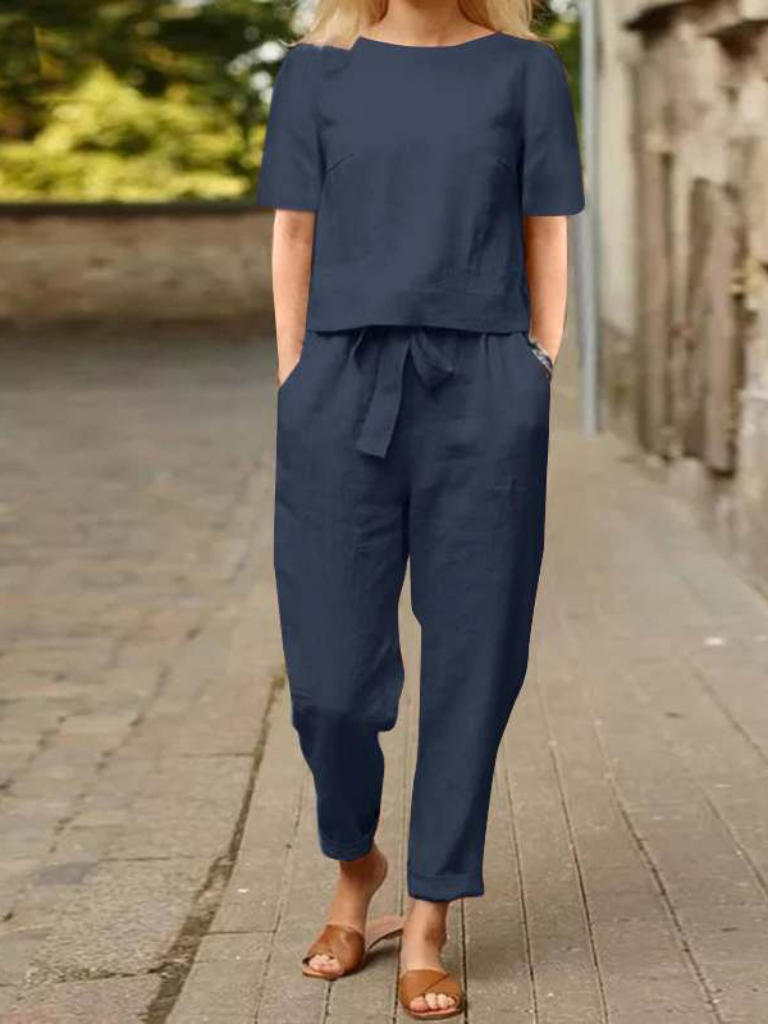 Women Summer Blouse & Pants Suit Set