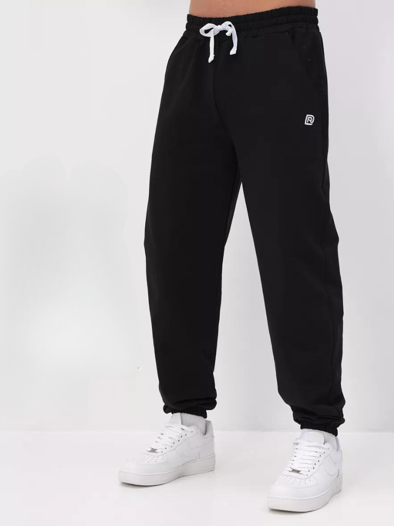 Casual Black Sporty Drawstring Trousers