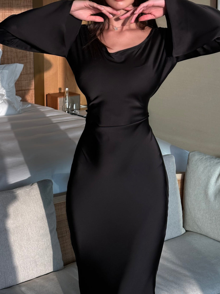 Elegant Long Sleeve Bodycon Maxi Dress