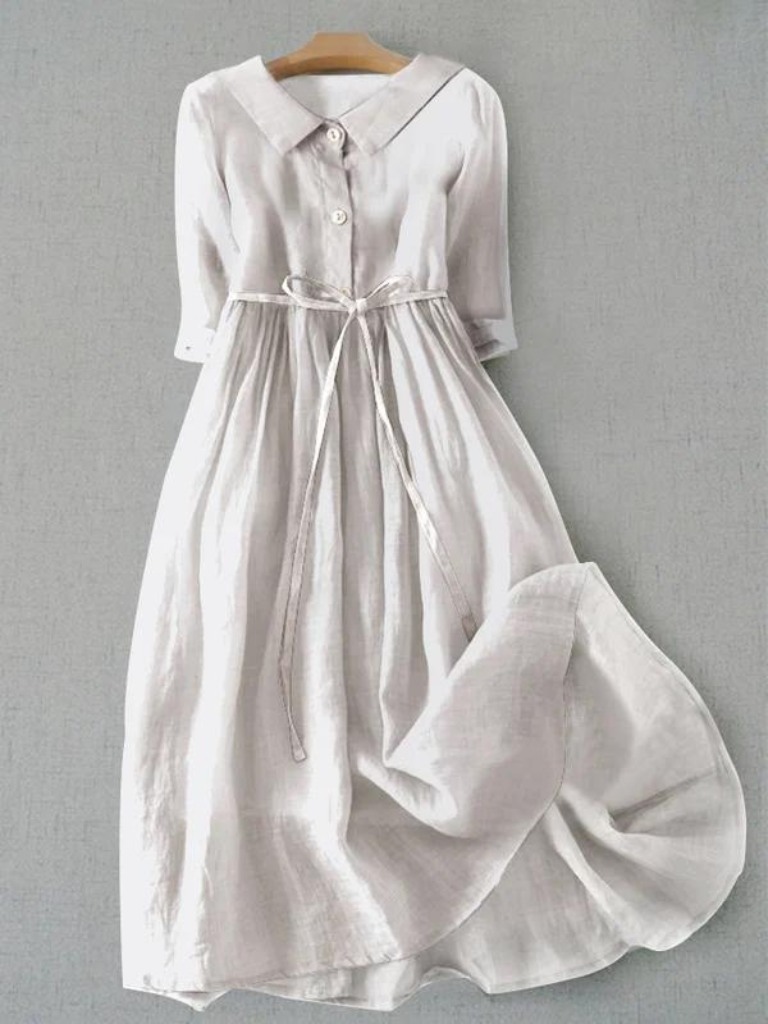 Simple Vintage Collared Midi Dress