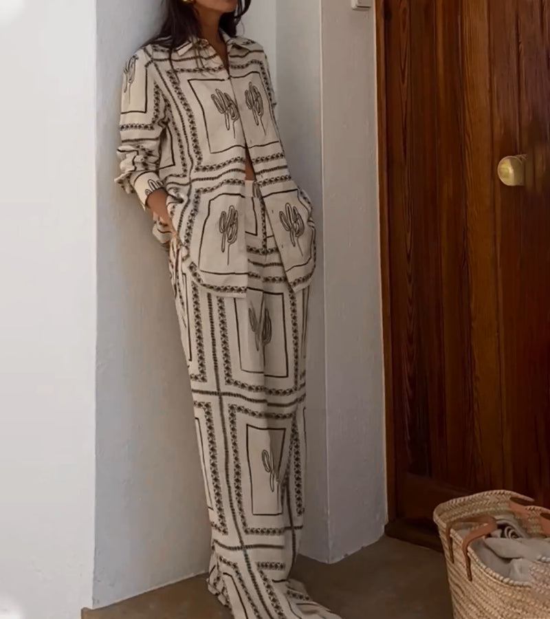 Geometric Printed Loungewear Set