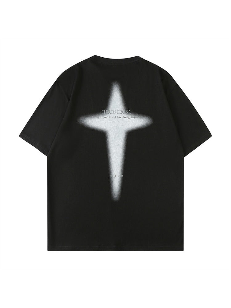 Unisex kortærmet retro geometrisk mønster T-shirt 