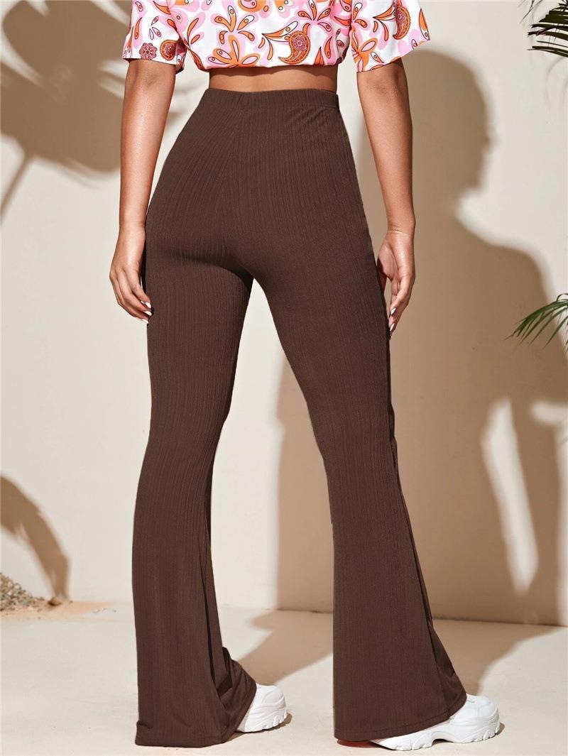 Chocolate Brown Flare Leg Stretchable Pants