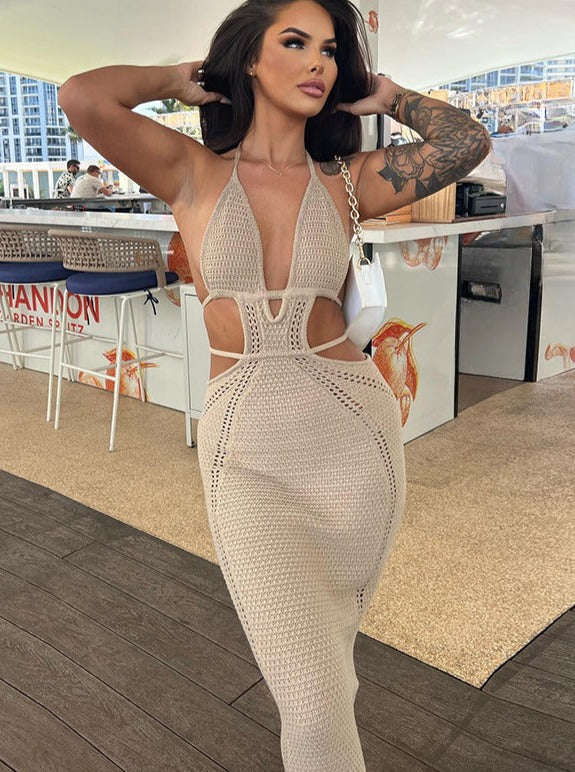 Sexy Hollow Front Lace-Up Dress