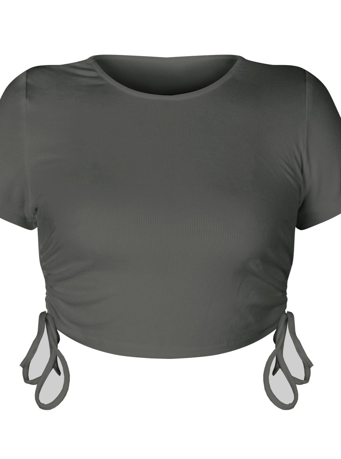 Stylish Drawstring Short-Sleeve Crop Top
