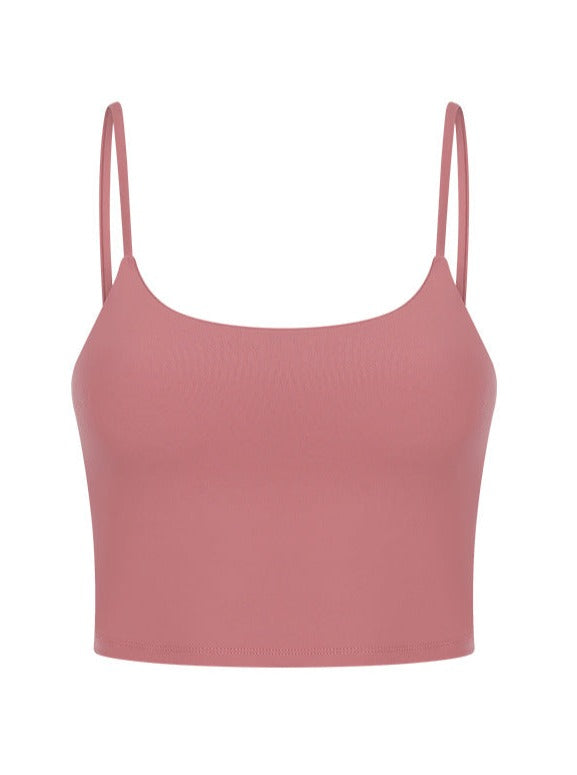 Peach Pink Sleeveless Sport Yoga Crop Top
