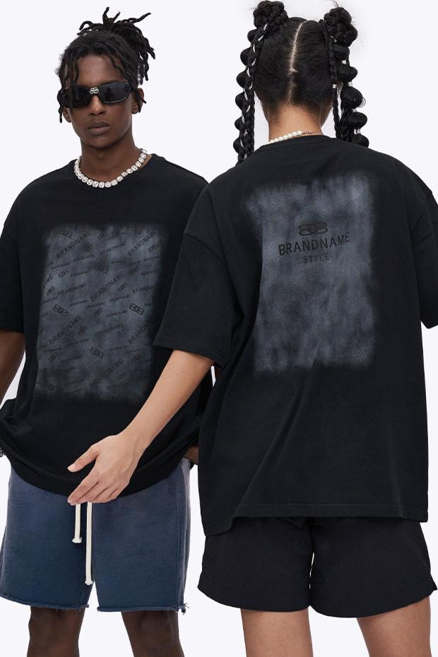 Loose Black Faded Print T-Shirt