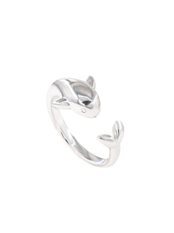 Cute Silver Dolphin Ring