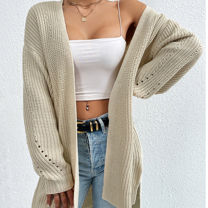 Casual Long Sleeve Open Front Knitted Cardigan