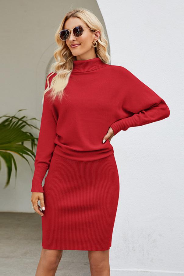 Solid Long Sleeve Sweater Mini Dress