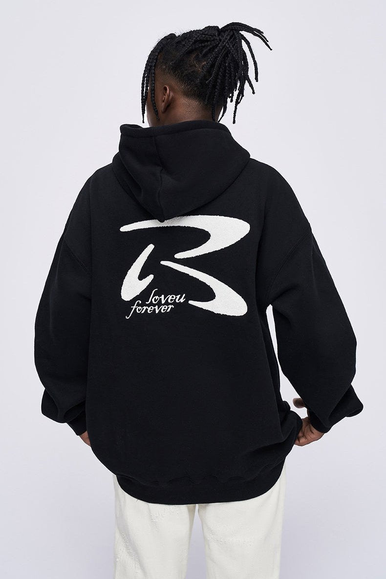 Padded Embroidered Hooded Sweatshirt