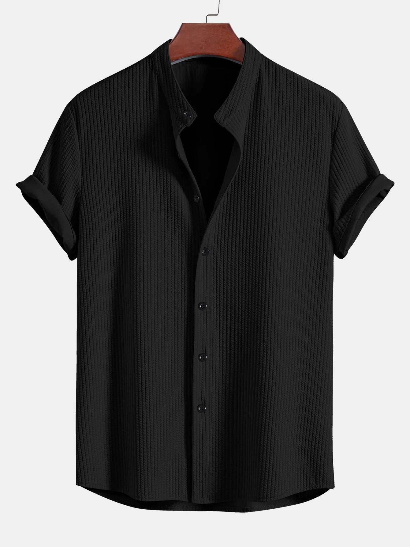 Muscle Fit Ribbed Collar Shirt